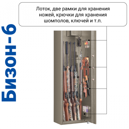 Оружейный сейф GunSafe Бизон-6 Серый